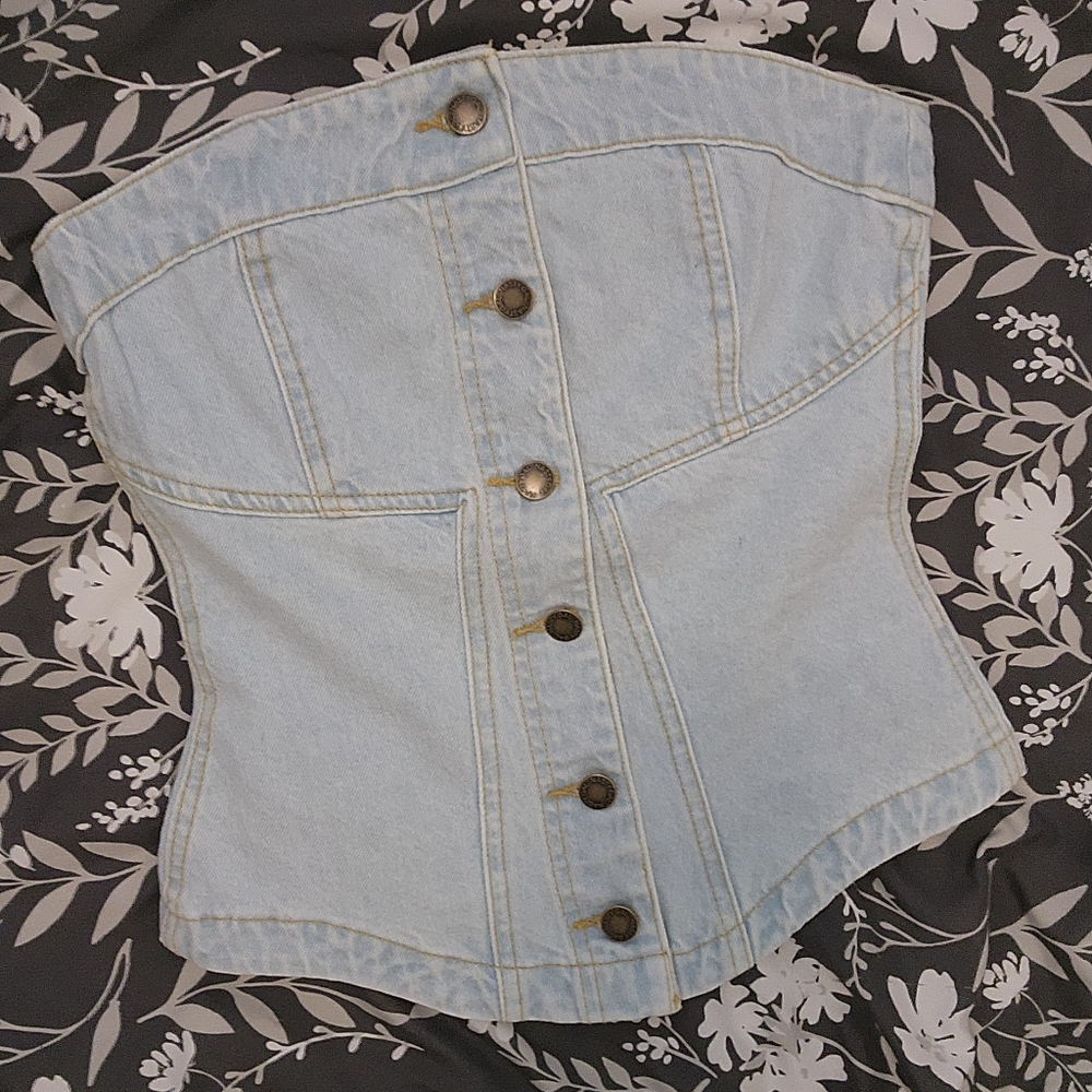 NWT Nasty Gal Denim Bandeau Corset